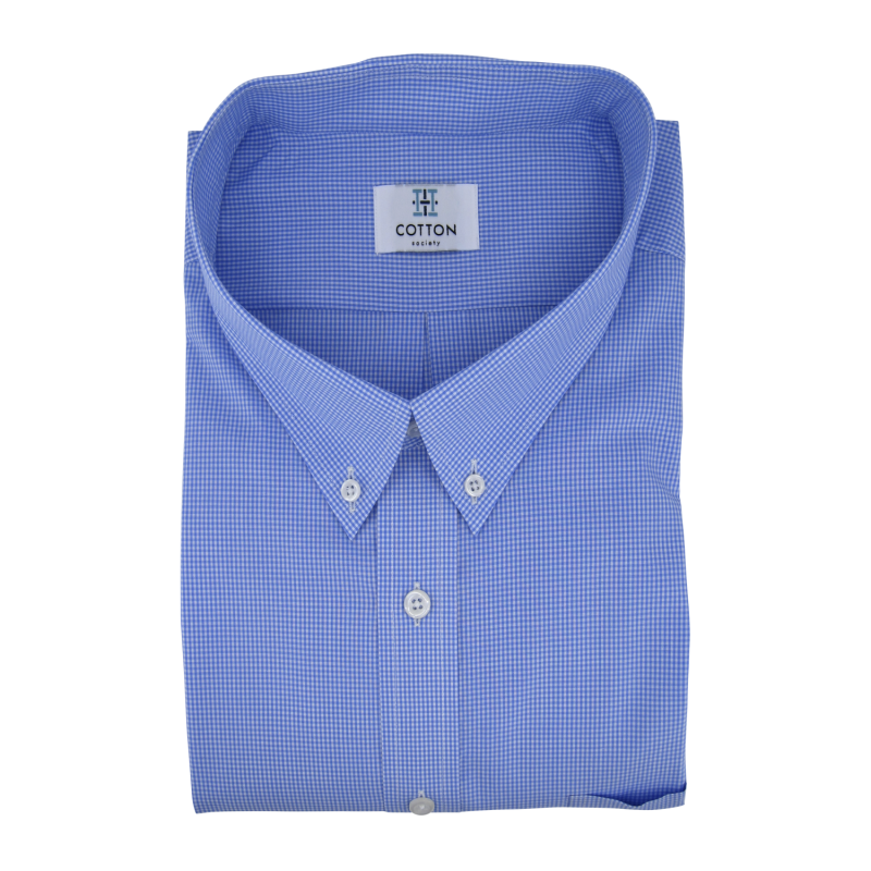 Chemise homme Popeline Carreaux Bleu