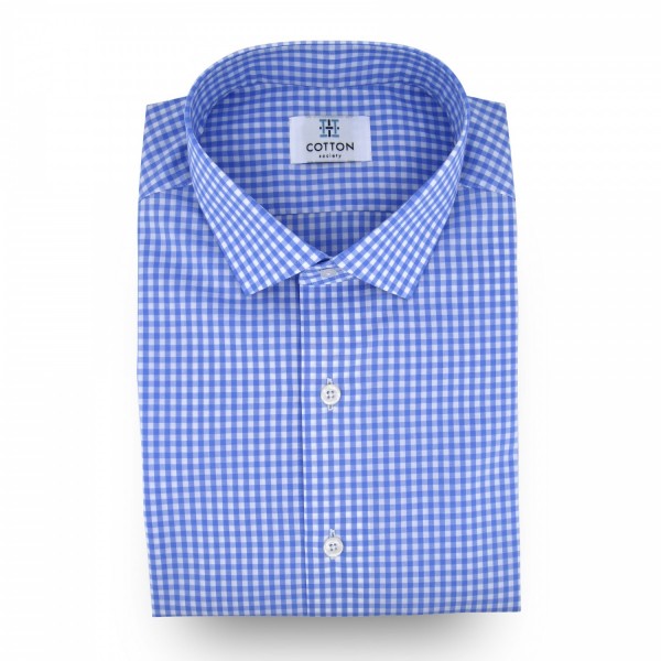 Chemise homme Popeline Carreaux Bleu