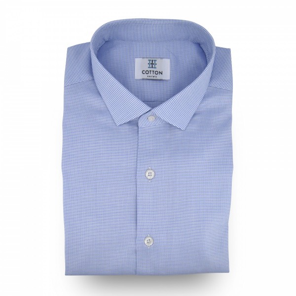 Chemise homme Popeline Carreaux Bleu