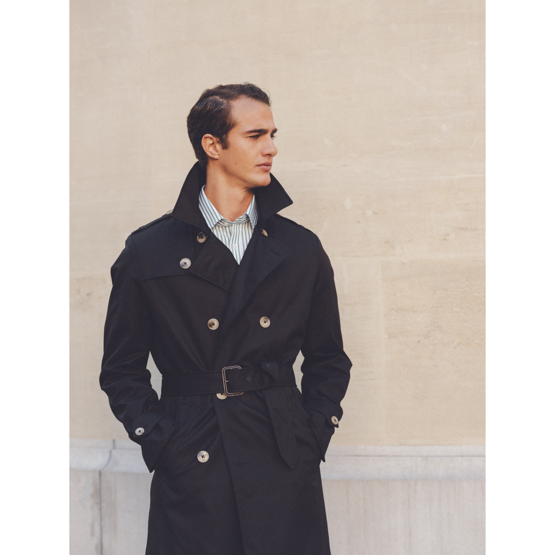 Trench long matelassé noir