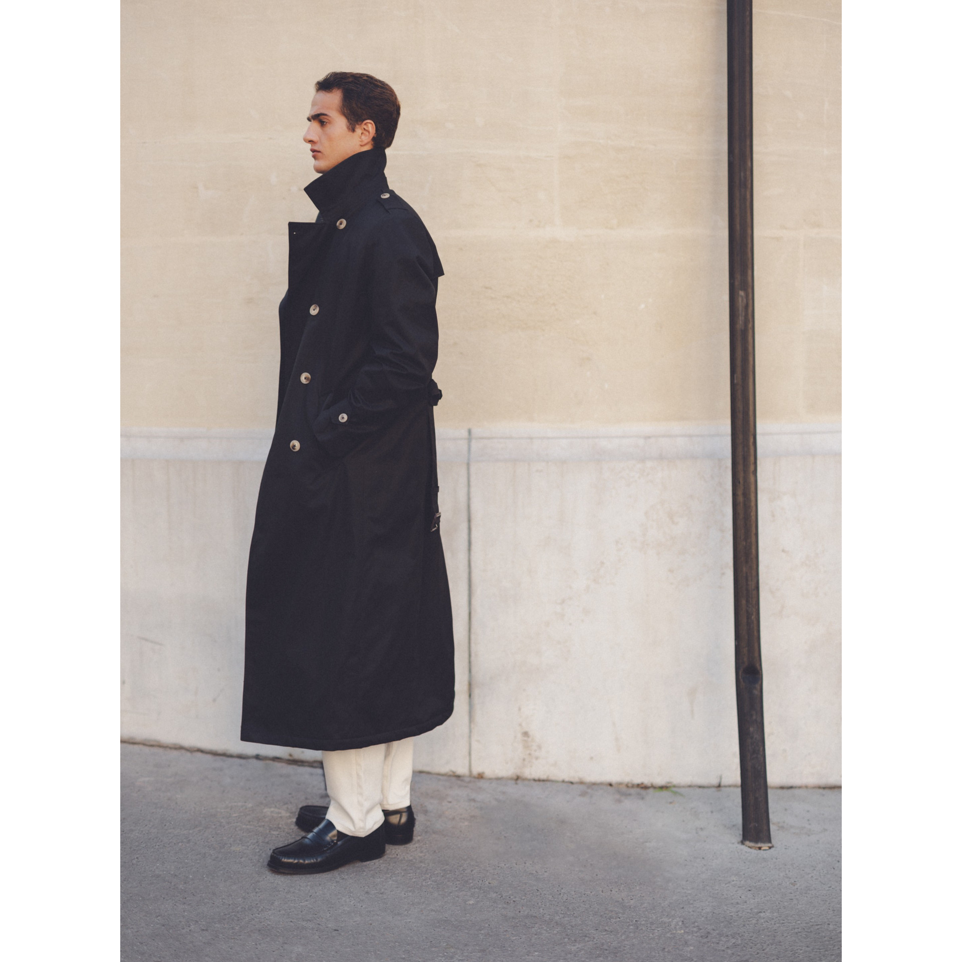 Trench long matelassé noir