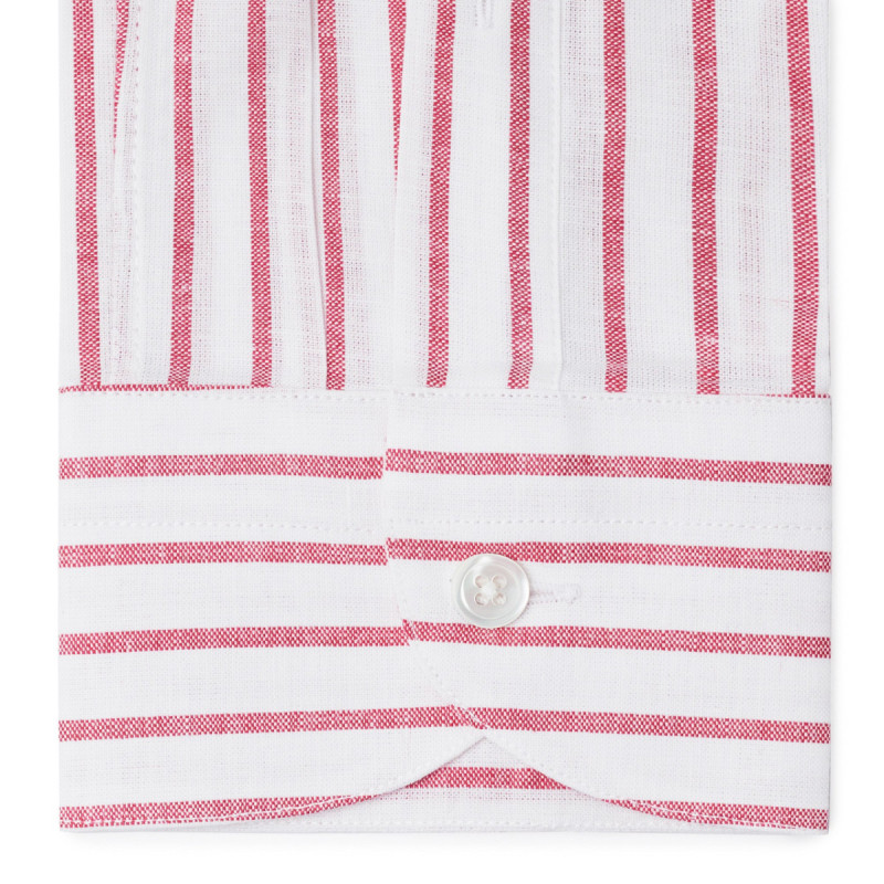 Chemise homme Lin Coton Rayé Rouge