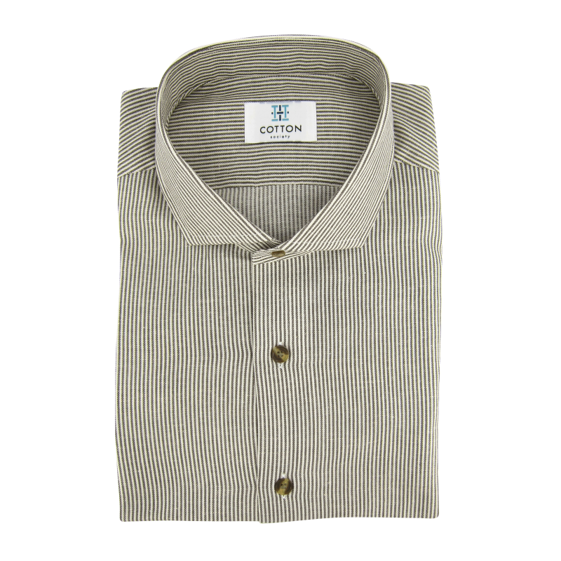 Chemise homme Chambray Rayé Khaki
