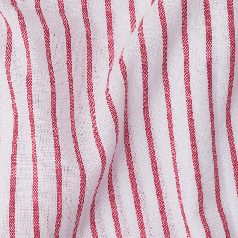 Chemise homme Lin Coton Rayé Rouge