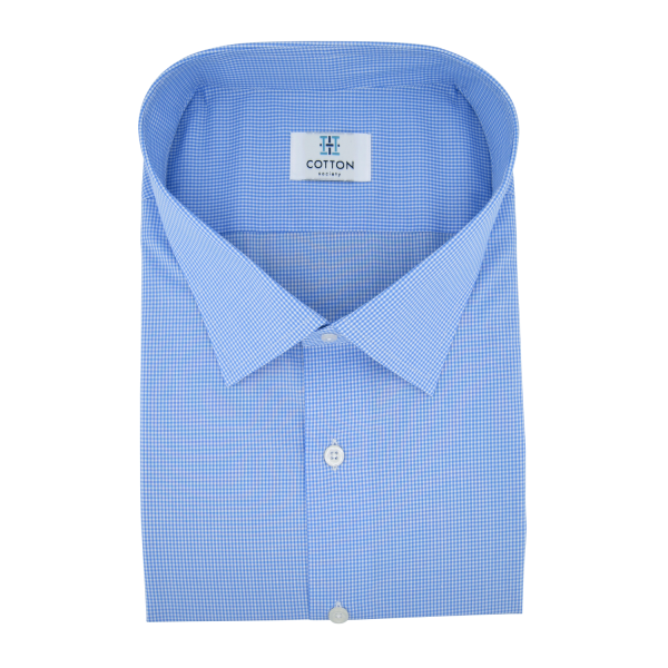 Chemise homme Popeline Carreaux Bleu