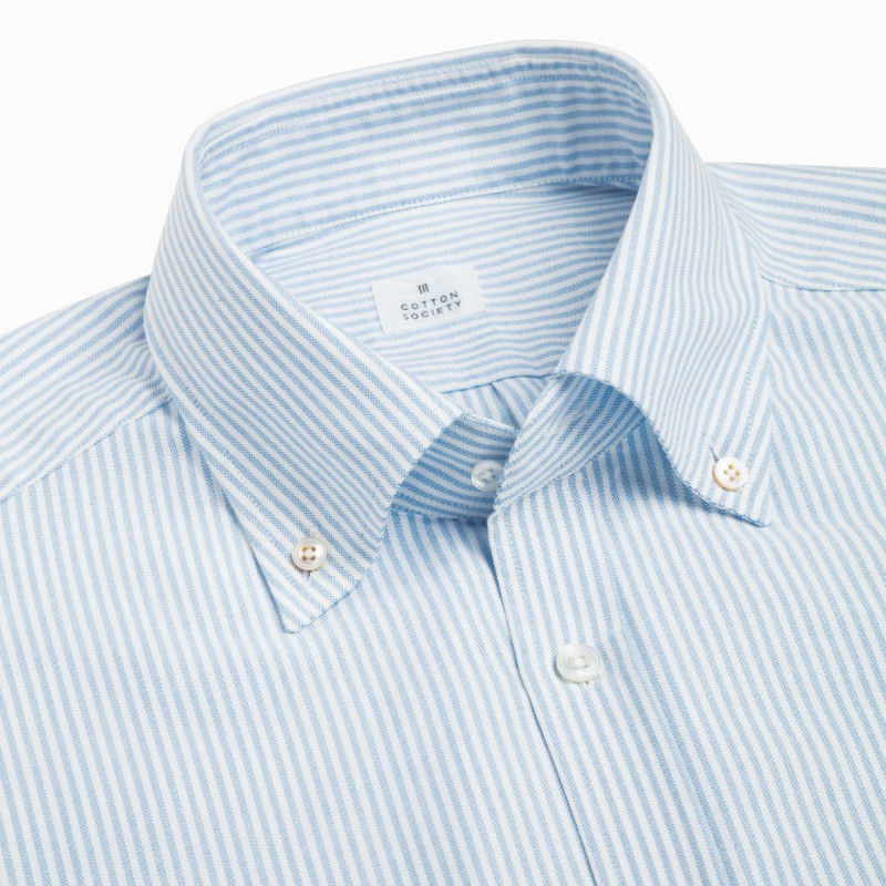 Chemise Oxford Rayé Bleu Ciel et Blanc