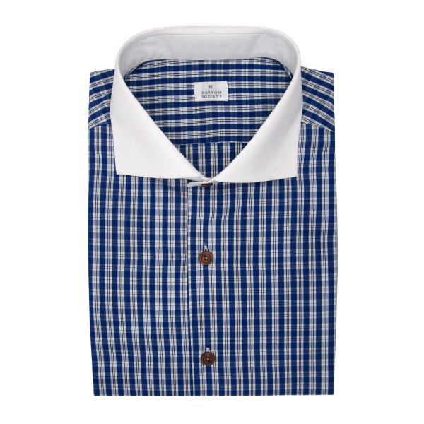 Chemise homme Popeline Carreaux Bleu