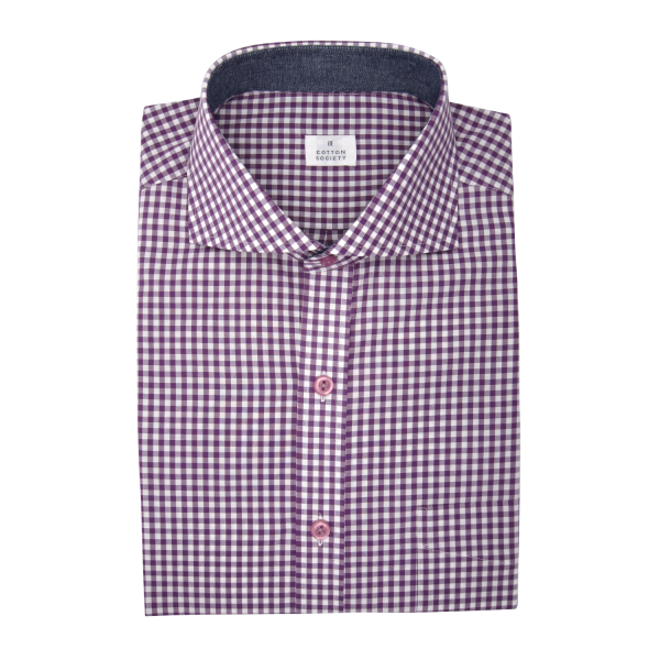 Chemise homme Popeline Carreaux Violet