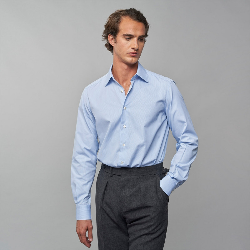 Chemise Popeline Rayée Bleue