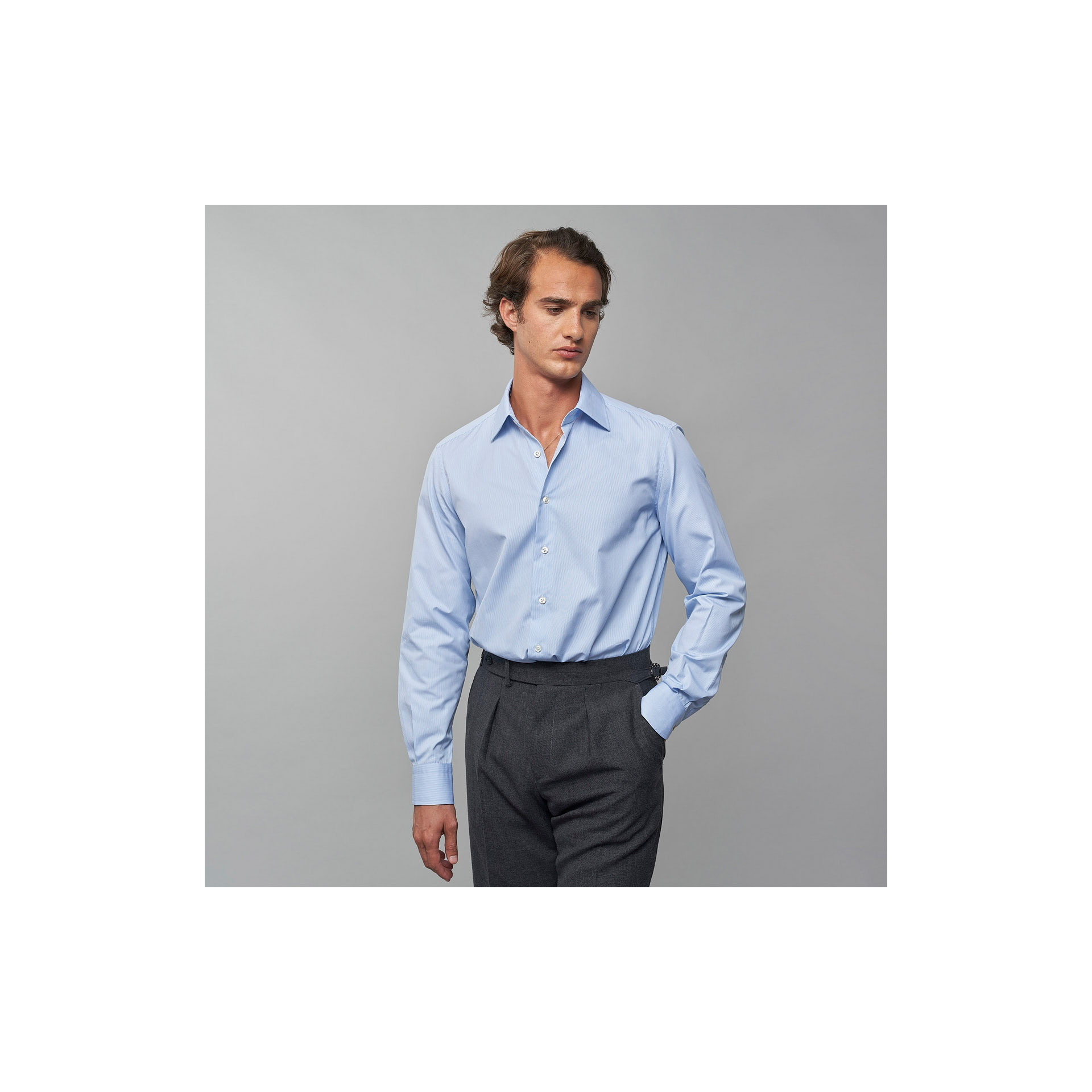 Chemise Popeline Rayée Bleue