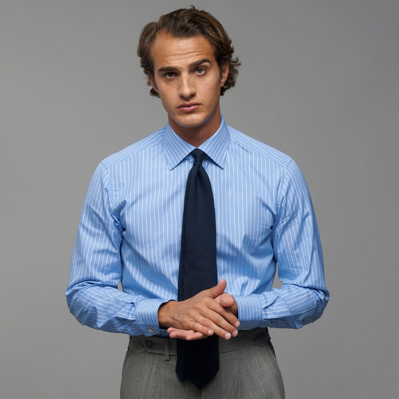 Chemise Popeline Rayée Bleue