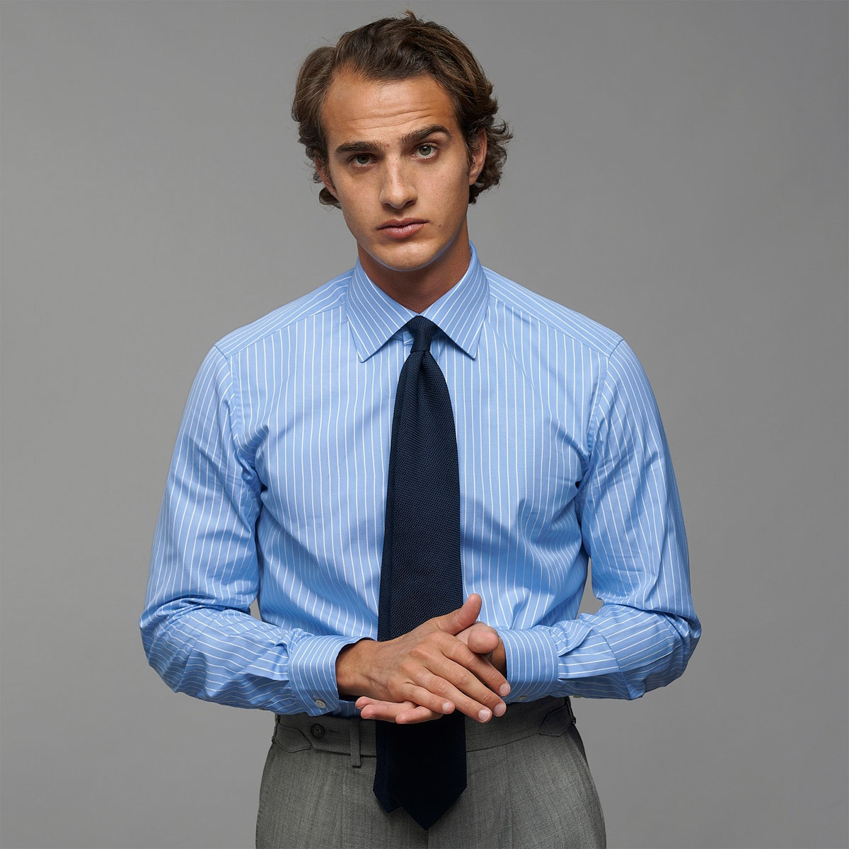 Chemise Popeline Rayée Bleue
