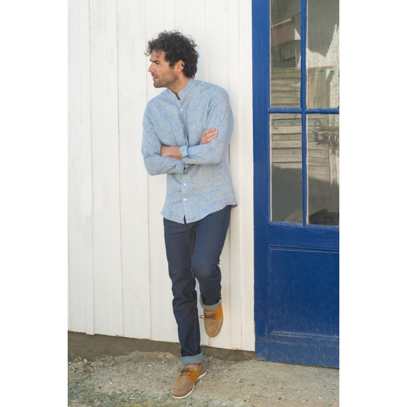 Chemise homme Chambray Uni Bleu
