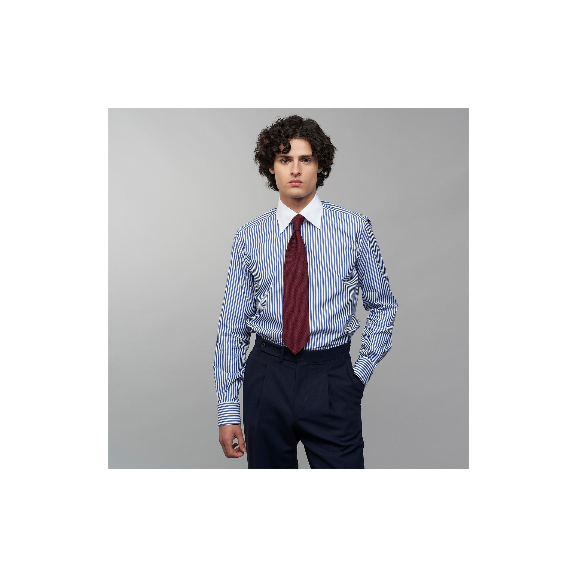 Chemise Popeline Rayée Bleue