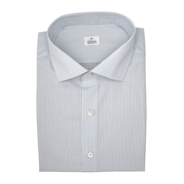 Chemise homme Popeline Carreaux Bleu