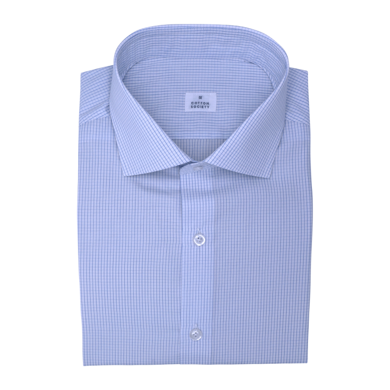 Chemise homme Popeline Carreaux Bleu