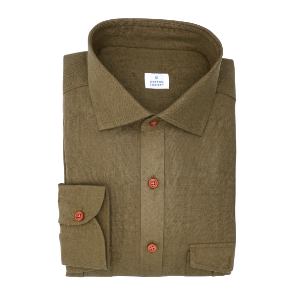 Chemise homme Lin Japonais Uni Kaki