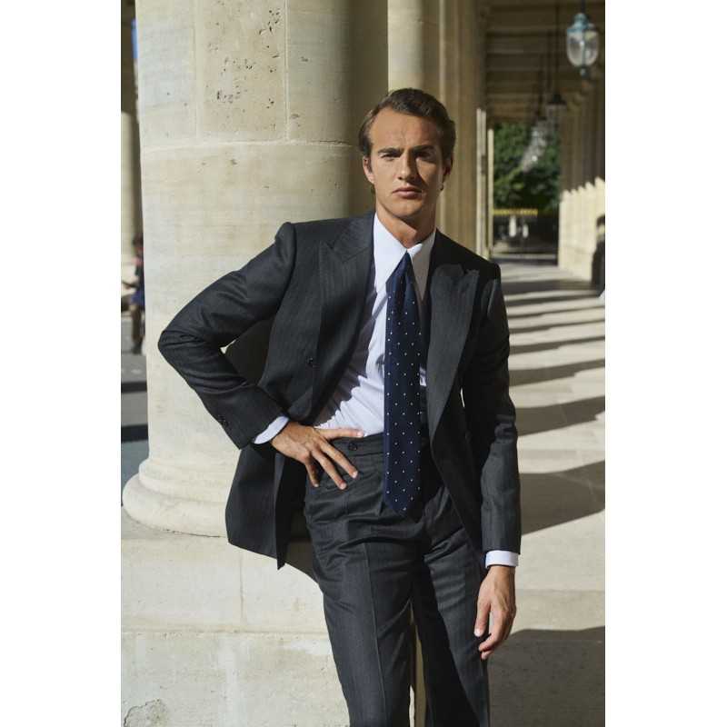 Costume croisé à chevrons anthracite Standeven