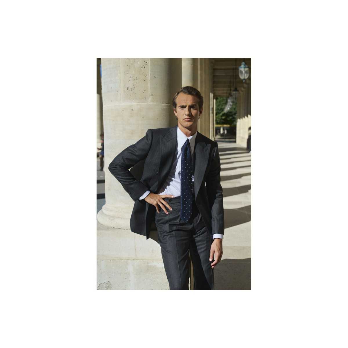 Costume croisé à chevrons anthracite Standeven