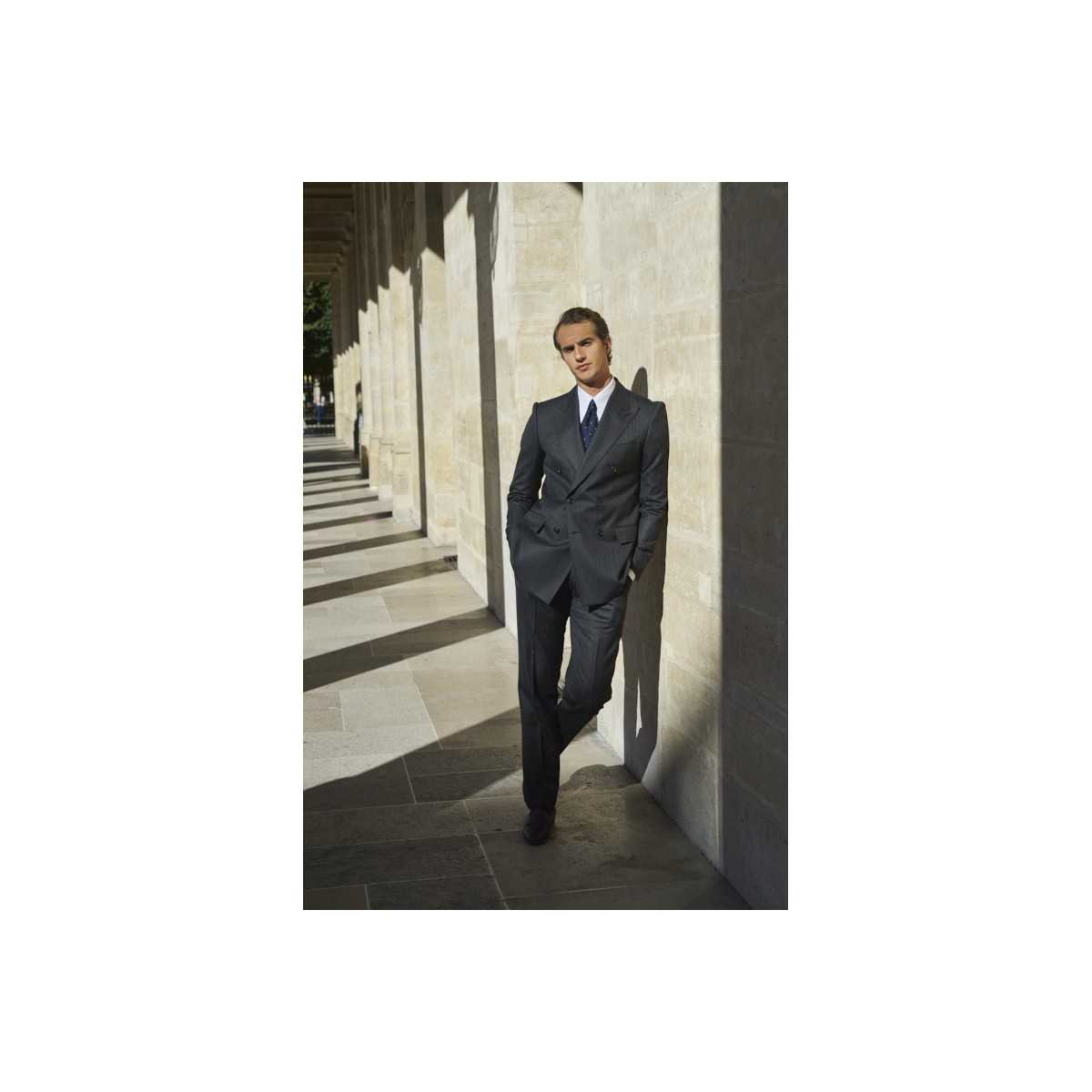 Costume croisé à chevrons anthracite Standeven