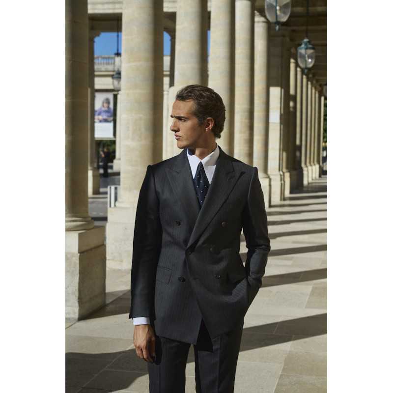 Costume croisé à chevrons anthracite Standeven