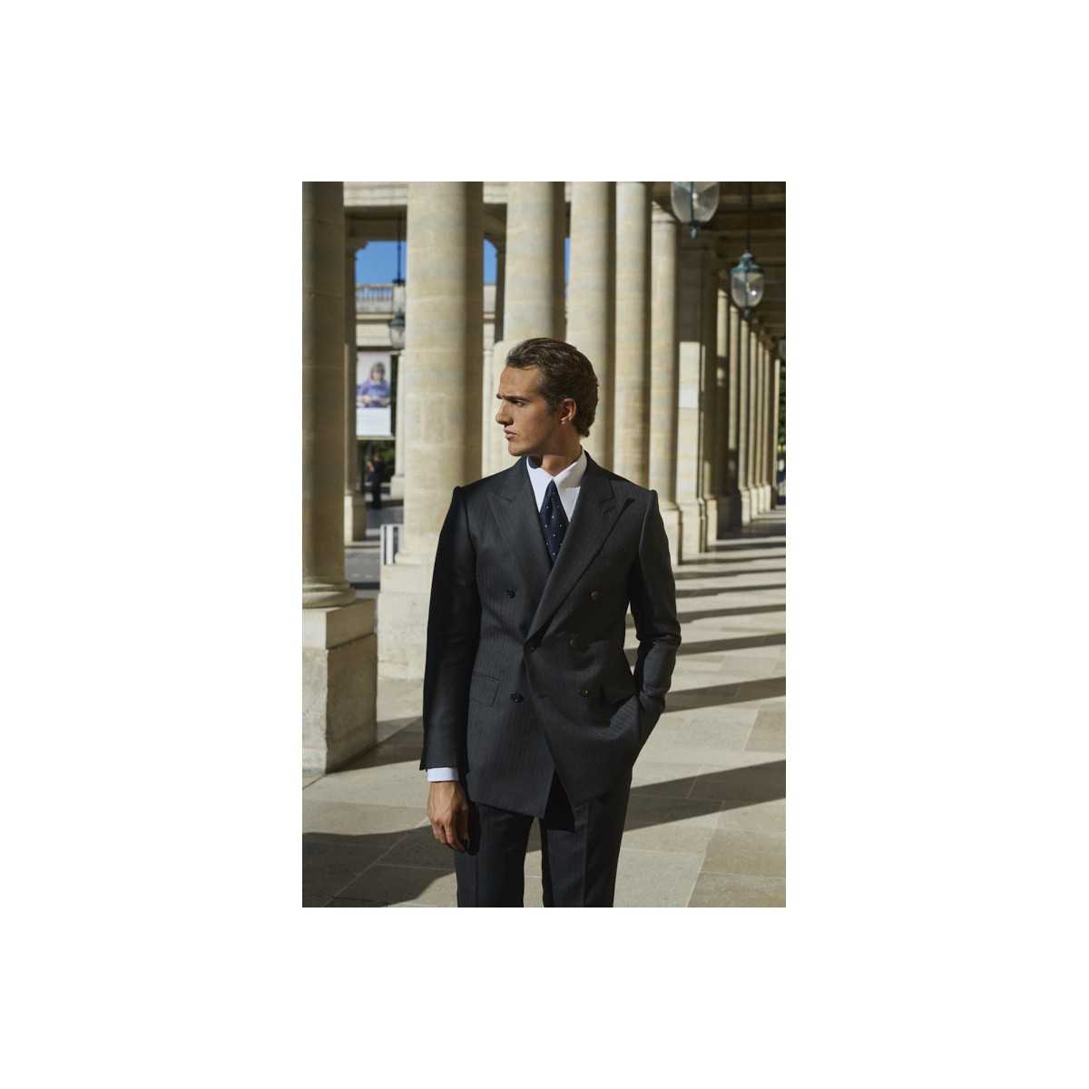 Costume croisé à chevrons anthracite Standeven