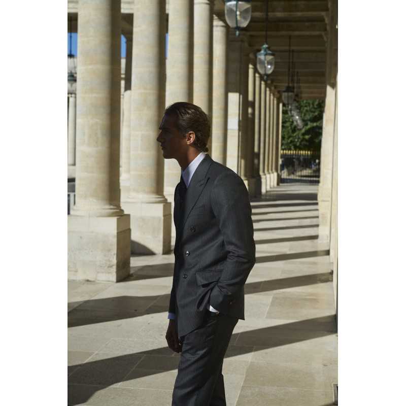 Costume croisé à chevrons anthracite Standeven