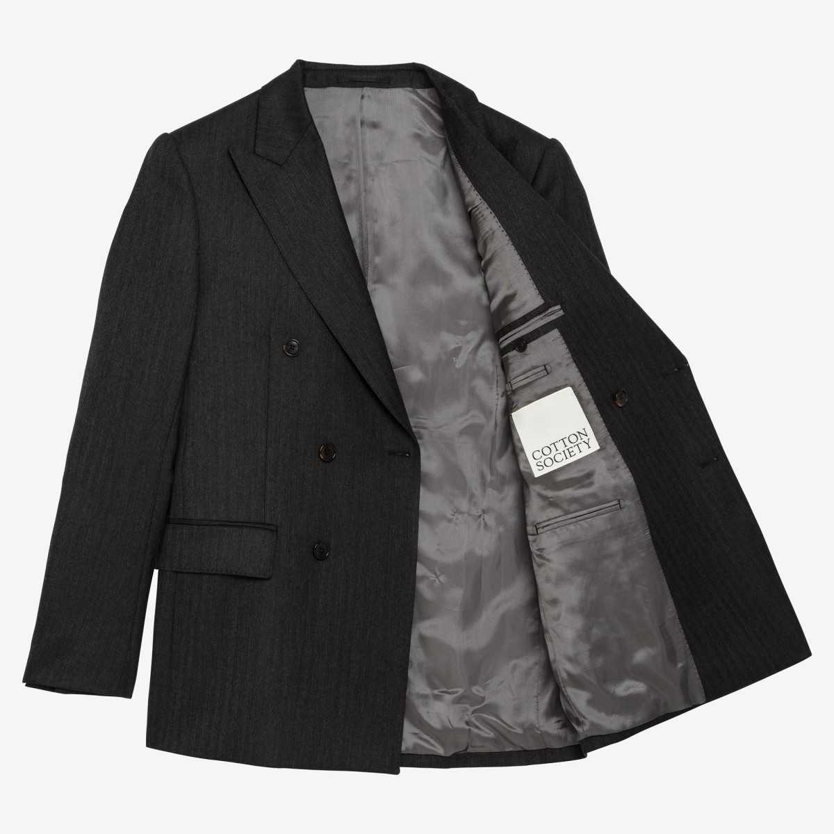 Costume croisé à chevrons anthracite Standeven