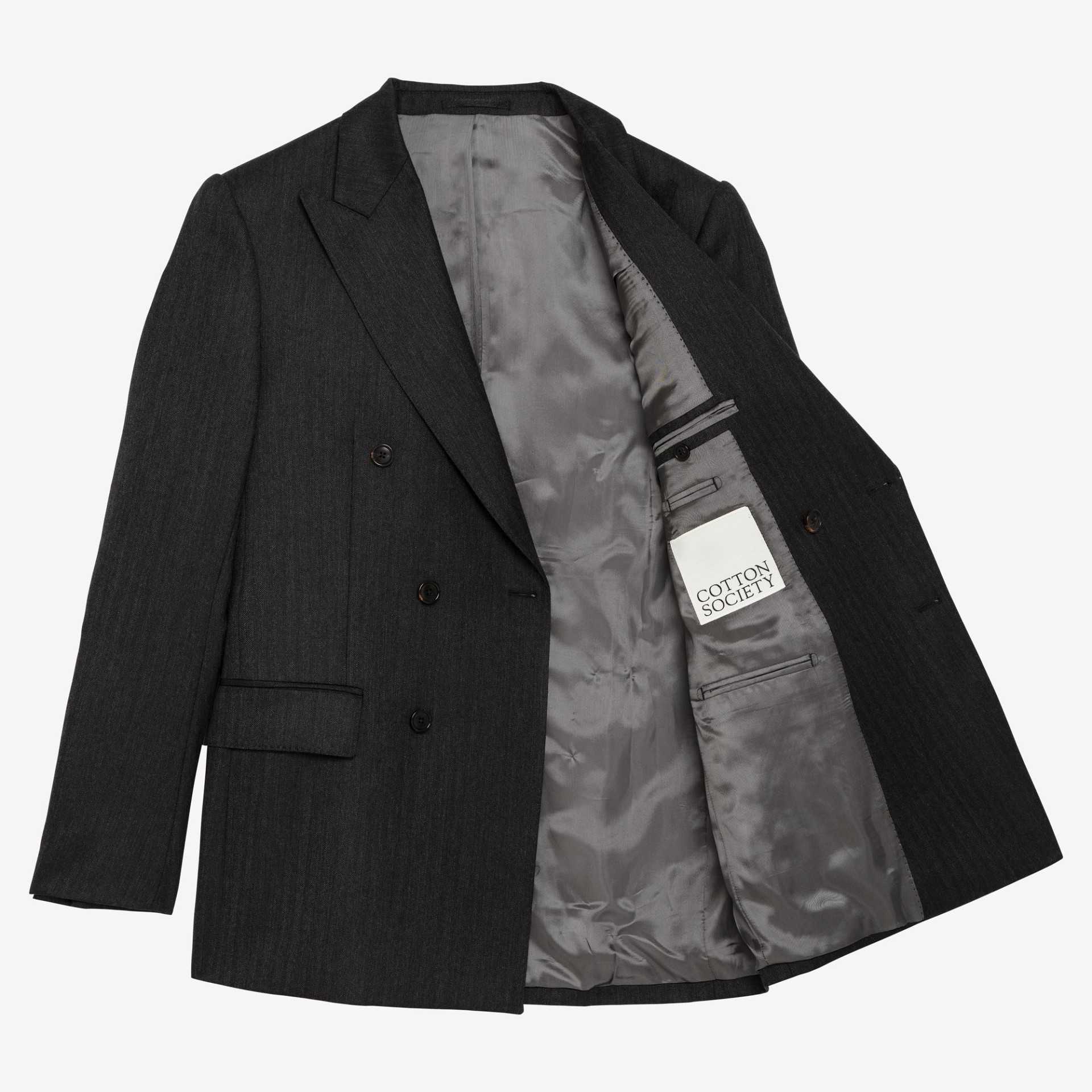 Costume croisé à chevrons anthracite Standeven