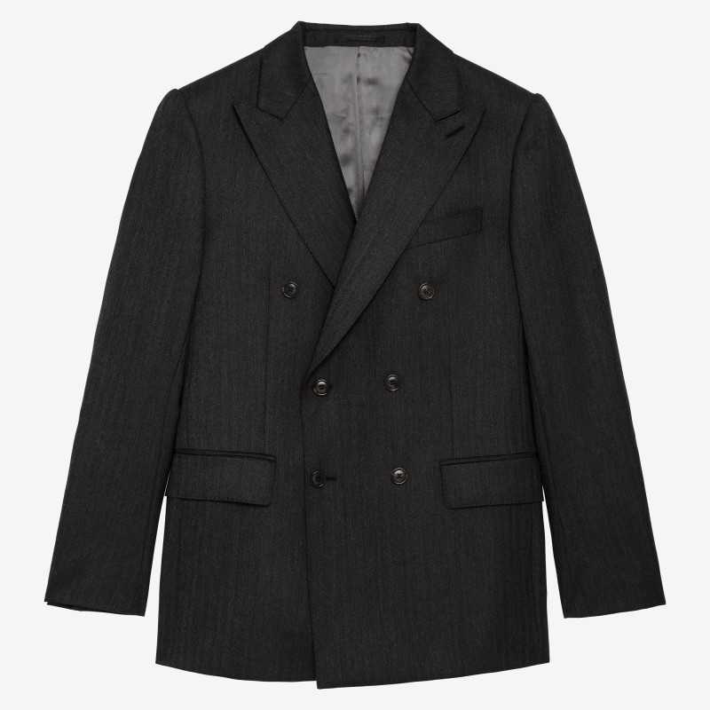 Costume croisé à chevrons anthracite Standeven