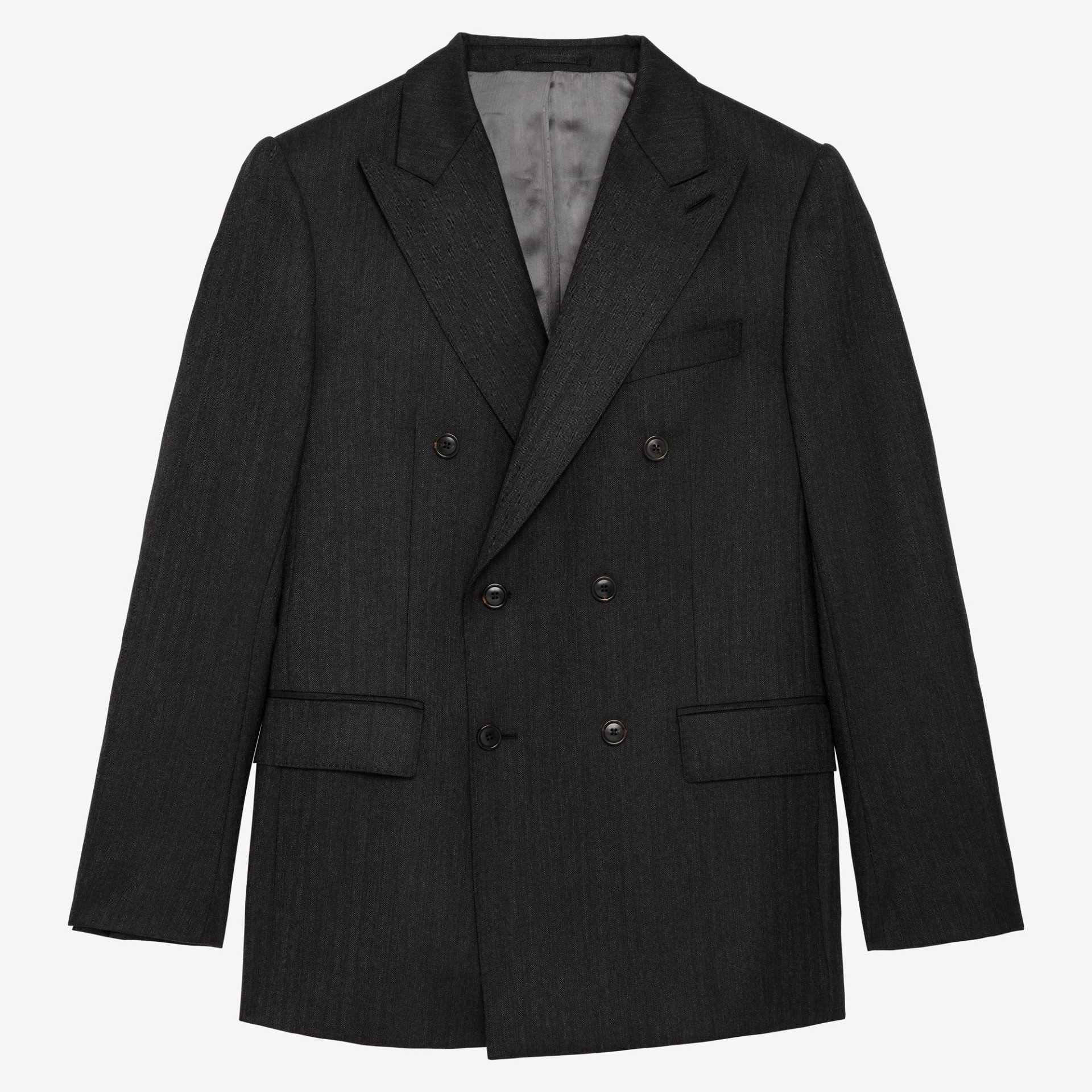 Costume croisé à chevrons anthracite Standeven