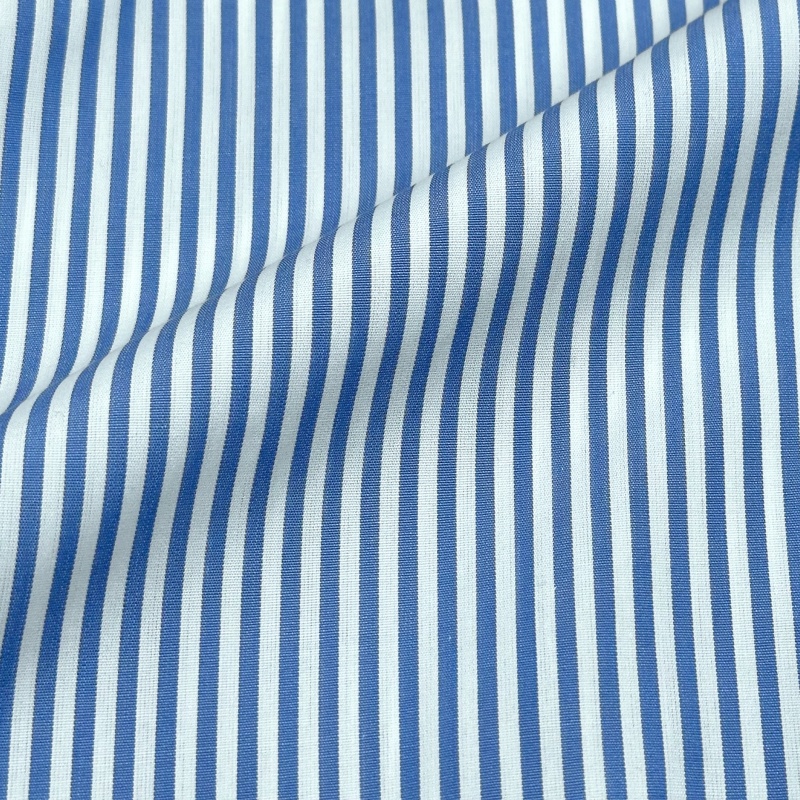 Popeline Rayé Bleu