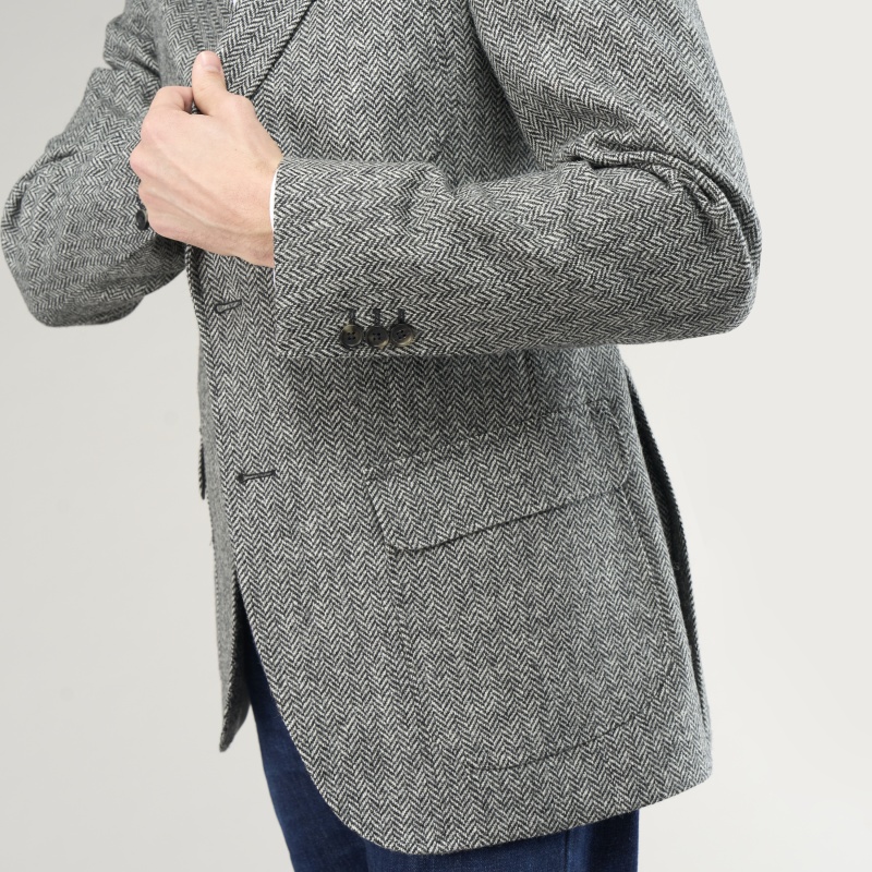 Veste Tweed à Chevrons gris