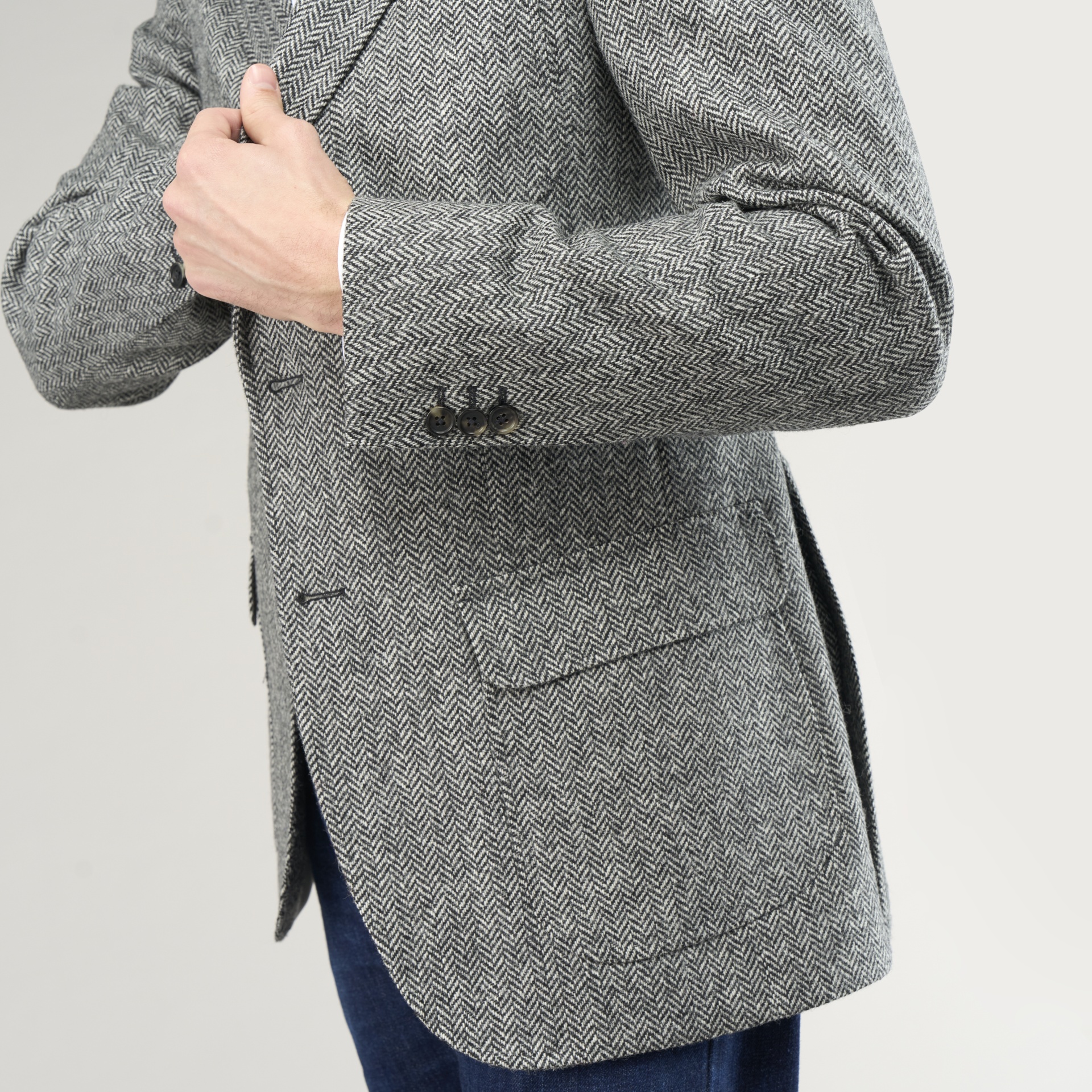 Veste Tweed à Chevrons gris