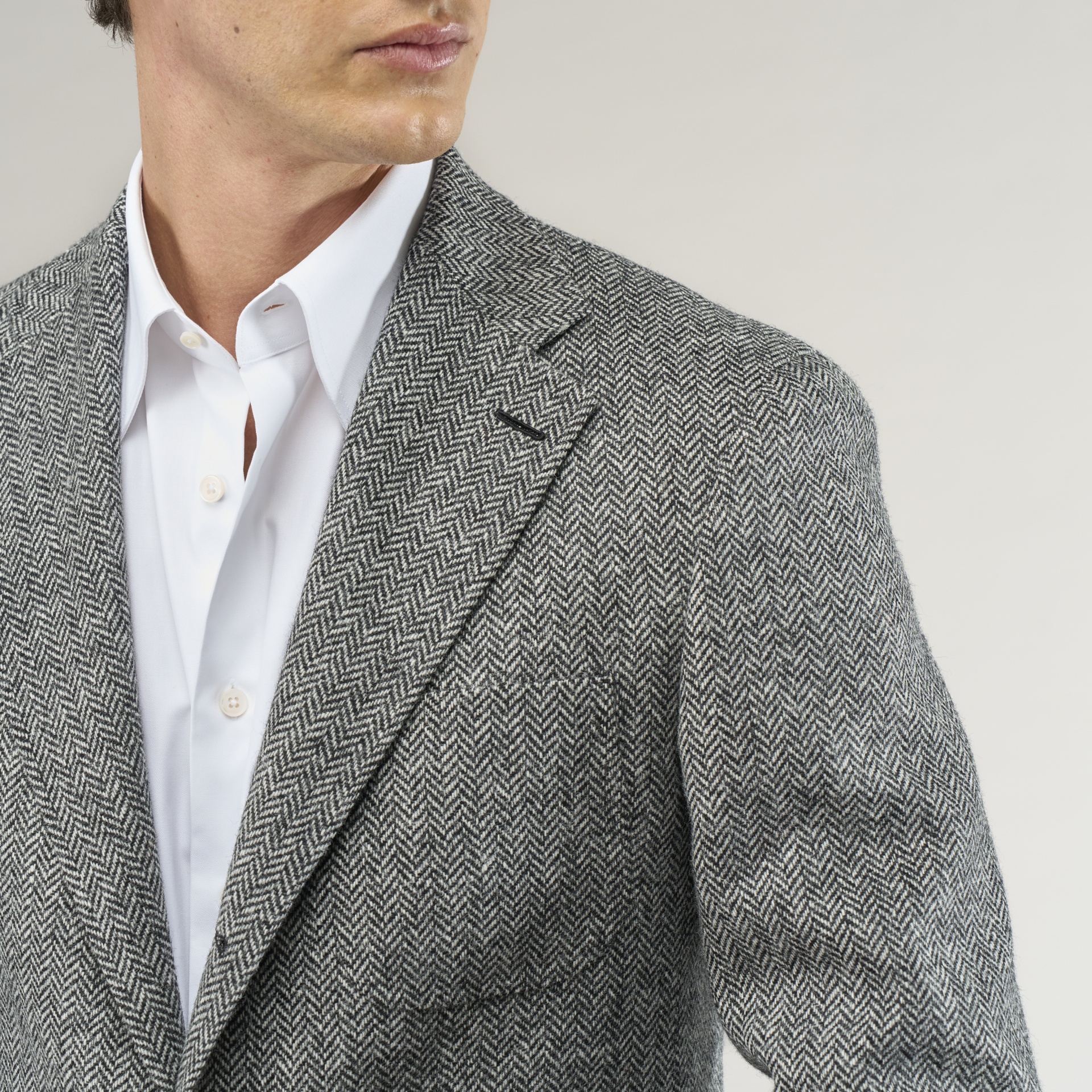 Veste Tweed à Chevrons gris