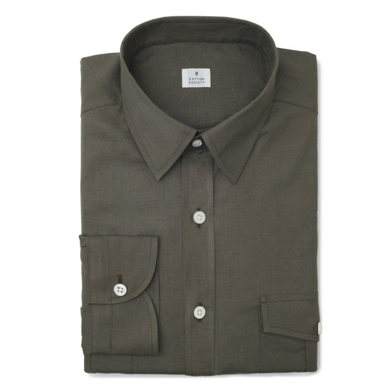 Chemise homme lin coton uni kaki