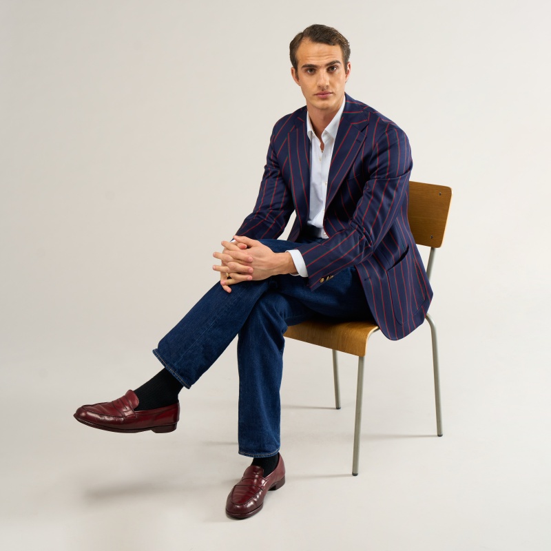 Veste sport rayée marine | Blazer élégant homme | Cotton Society